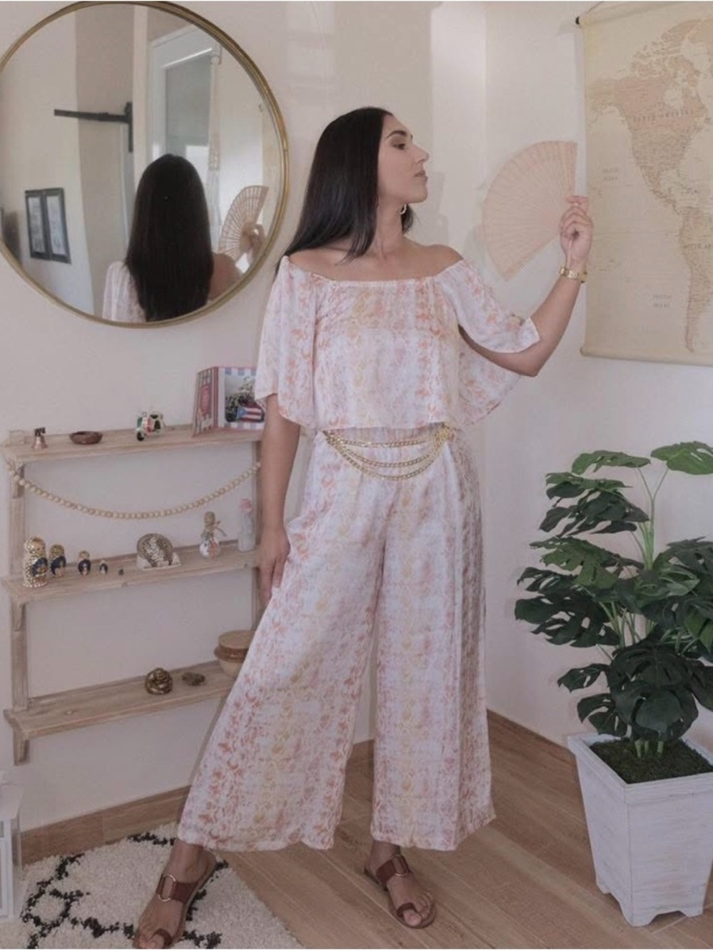 Sugarlips Pink Floral Off-Shoulder Wide-Leg Jumpsuit